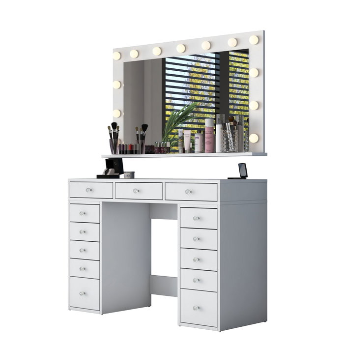 Hanah Home Mesa de Maquillaje con Espejo LED Blanco Hanah Home Mesa de Maquillaje con Espejo LED Blanco